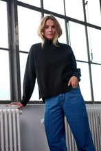Load image into Gallery viewer, Oversized Knitted Polo-Neck Jumper - Black