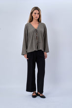 Load image into Gallery viewer, Ivy Tie Blouse Knit - Khaki