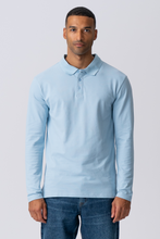 Load image into Gallery viewer, Muscle Long Sleeve Polo Shirt - Light Blue