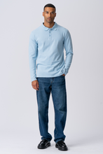 Load image into Gallery viewer, Muscle Long Sleeve Polo Shirt - Light Blue