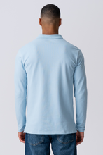 Load image into Gallery viewer, Muscle Long Sleeve Polo Shirt - Light Blue
