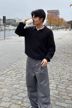 Load image into Gallery viewer, Knitted Long Sleeve Polo - Black