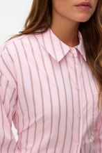 Load image into Gallery viewer, Gina Belt Shirt - Pink-A-Boo Stripes:Cocoa Brown/Snow White