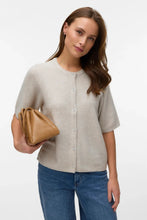 Load image into Gallery viewer, Lefile 2/4 O-Neck Pearl Cardigan - Pumice Stone Melange