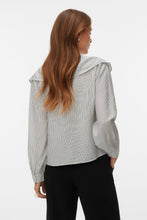 Load image into Gallery viewer, Kaja V-Neck Frill Shirt - Snow White Amanda Black