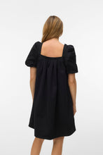 Cargar imagen en el visor de la galería, Ann Ss Square Neck Short Dress - Black