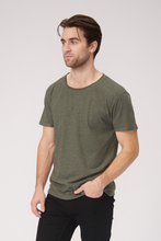 Load image into Gallery viewer, Raw Neck T-shirt - Mottled Green