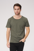 Load image into Gallery viewer, Raw Neck T-shirt - Mottled Green