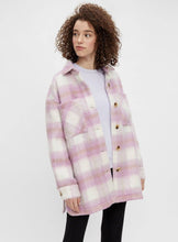 Load image into Gallery viewer, Oversized checkered shacket - Pink - PIECES - Pink