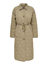 Load image into Gallery viewer, Naya Quilted Long Coat - Petrified Oak - ONLY - Khaki