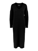 Load image into Gallery viewer, Silla Midi V-Neck Knit Dress - Black - PIECES - Black
