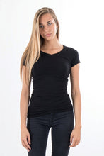 Load image into Gallery viewer, Slim Vneck basic T-shirt - Black - TeeShoppen - Black 4