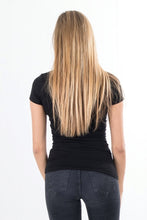 Load image into Gallery viewer, Slim Vneck basic T-shirt - Black - TeeShoppen - Black 3