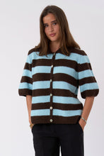 Load image into Gallery viewer, Alba Polo Knit - Chocolate/Light Blue
