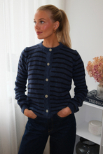 Load image into Gallery viewer, Crizette Striped Knit Cardigan - Blue/ Deep Blue
