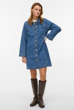 Afbeelding in Gallery-weergave laden, Findo Short Denim Dress - Medium Blue Denim
