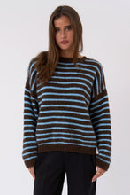 Load image into Gallery viewer, Sienna Striped Knit - Chocolate/Light Blue
