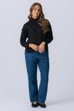 Load image into Gallery viewer, Oversized Knitted Polo-Neck Jumper - Black
