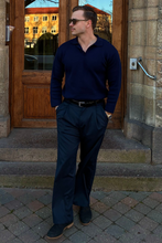 Load image into Gallery viewer, Knitted Long Sleeve Polo - Navy
