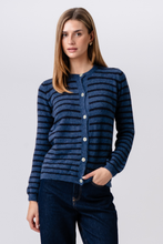 Load image into Gallery viewer, Crizette Striped Knit Cardigan - Blue/ Deep Blue
