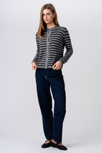 Load image into Gallery viewer, Crizette Striped Knit Cardigan - Grey/Black
