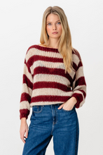 Load image into Gallery viewer, Mila Striped Knitted Sweater - Burgundy/Beige
