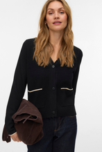 Charger l'image dans la galerie, Gold V-Neck Contrast Cardigan - Black W. Birch
