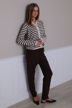Load image into Gallery viewer, Crizette Striped Knit Cardigan - Off White/ Brown
