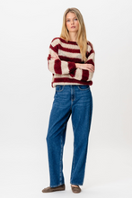 Load image into Gallery viewer, Mila Striped Knitted Sweater - Burgundy/Beige
