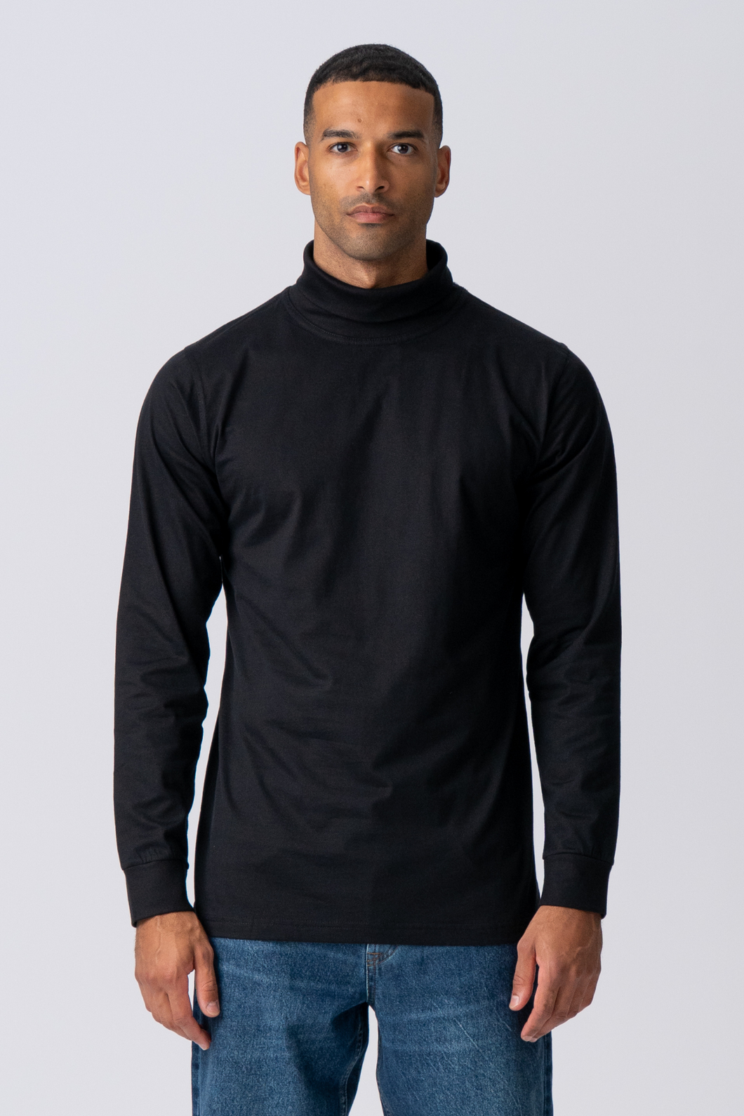 Camisola de gola rolê - Preto
