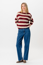 Load image into Gallery viewer, Mila Striped Knitted Sweater - Burgundy/Beige
