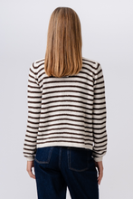 Load image into Gallery viewer, Crizette Striped Knit Cardigan - Off White/ Brown
