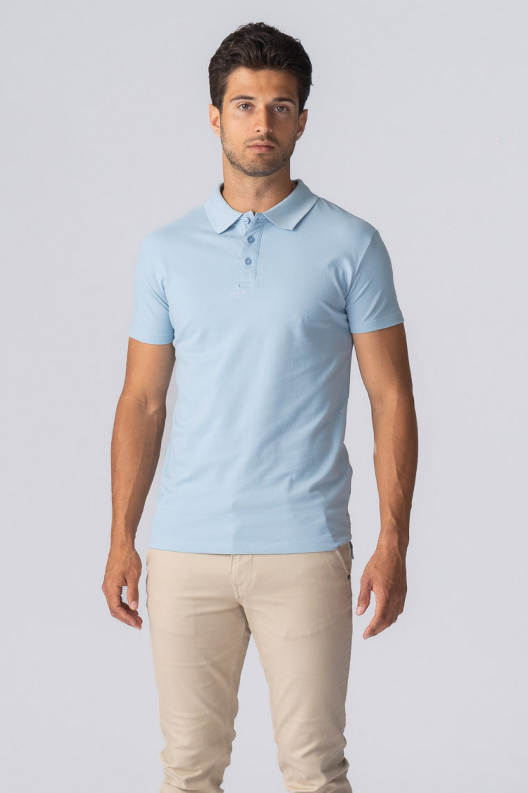 Camisa pólo muscular - Azul claro