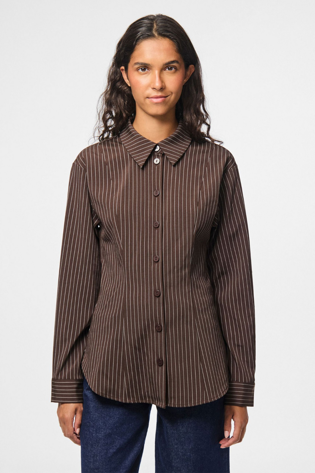 Anja Fitted Shirt - Delicioso Pinstripe
