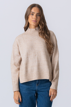 Load image into Gallery viewer, Oversized Knitted Polo-Neck Jumper - Beige

