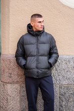 Charger l&#39;image dans la galerie, Coated Hooded Jacket - Black

