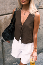 Load image into Gallery viewer, Linen Vest - Brown
