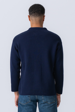 Load image into Gallery viewer, Knitted Long Sleeve Polo - Navy
