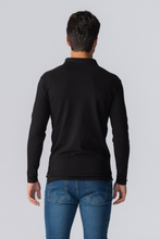 Load image into Gallery viewer, Muscle Long Sleeve Polo Shirt - Black
