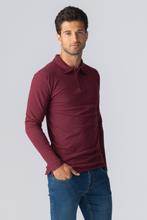 Load image into Gallery viewer, Muscle Long Sleeve Polo Shirt - Burgundy

