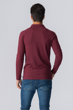 Load image into Gallery viewer, Muscle Long Sleeve Polo Shirt - Burgundy

