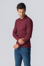 Load image into Gallery viewer, Muscle Long Sleeve Polo Shirt - Burgundy
