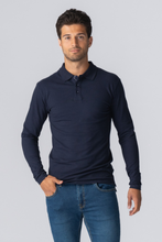 Load image into Gallery viewer, Muscle Long Sleeve Polo Shirt - Navy
