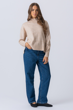 Load image into Gallery viewer, Oversized Knitted Polo-Neck Jumper - Beige

