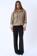 Load image into Gallery viewer, Faux Leather Shearling Jacket - Beige
