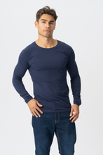 Carica l'immagine nel visualizzatore di Gallery, T-shirt muscolare a maniche lunghe-Navy
