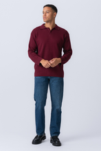 Load image into Gallery viewer, Knitted Long Sleeve Polo - Burgundy

