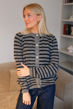 Load image into Gallery viewer, Crizette Striped Knit Cardigan - Grey/Black
