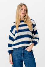 Load image into Gallery viewer, Celina Striped Knitted Sweater - White/Navy
