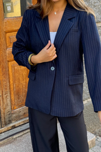 Load image into Gallery viewer, Oversized Blazer - Navy Pinstripe
